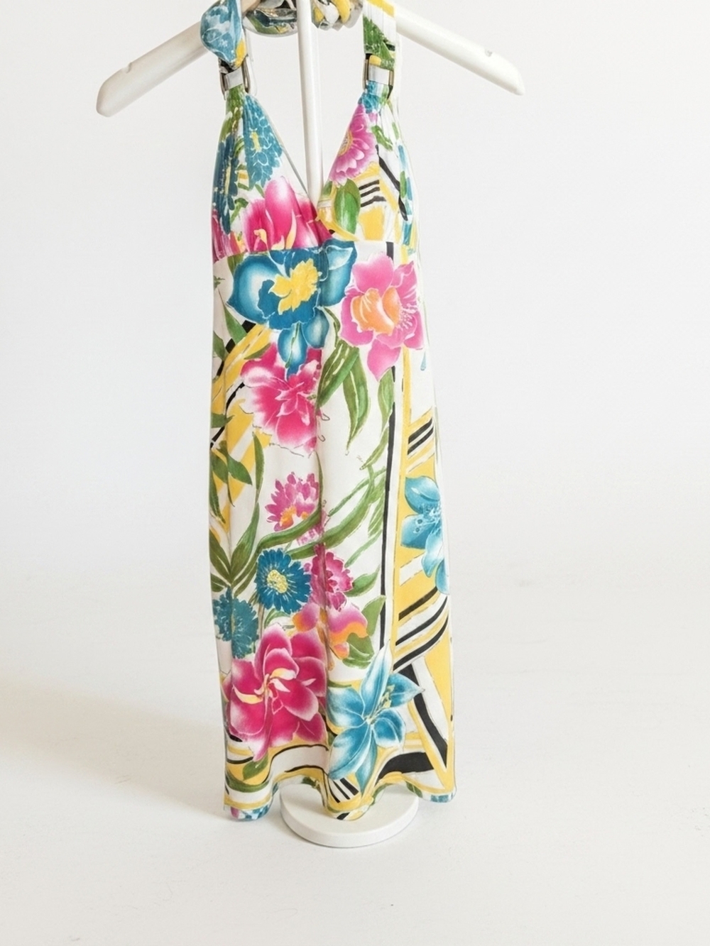Cache- Bright Tropical Floral Halter Maxi Dress Womens Size Small